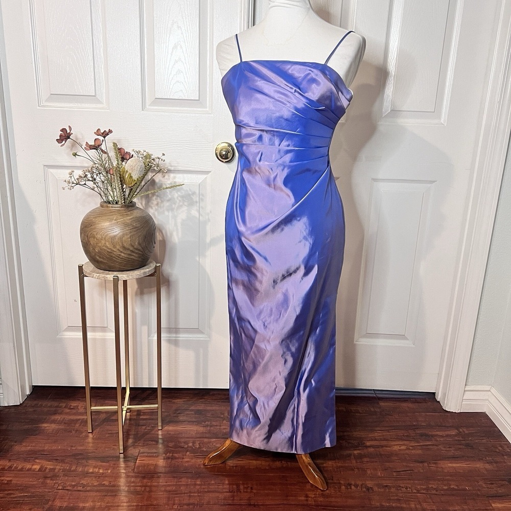 Vintage JS Collections Womens Iridescent Purple Evening Dress Sz 2P Y2K Fairy